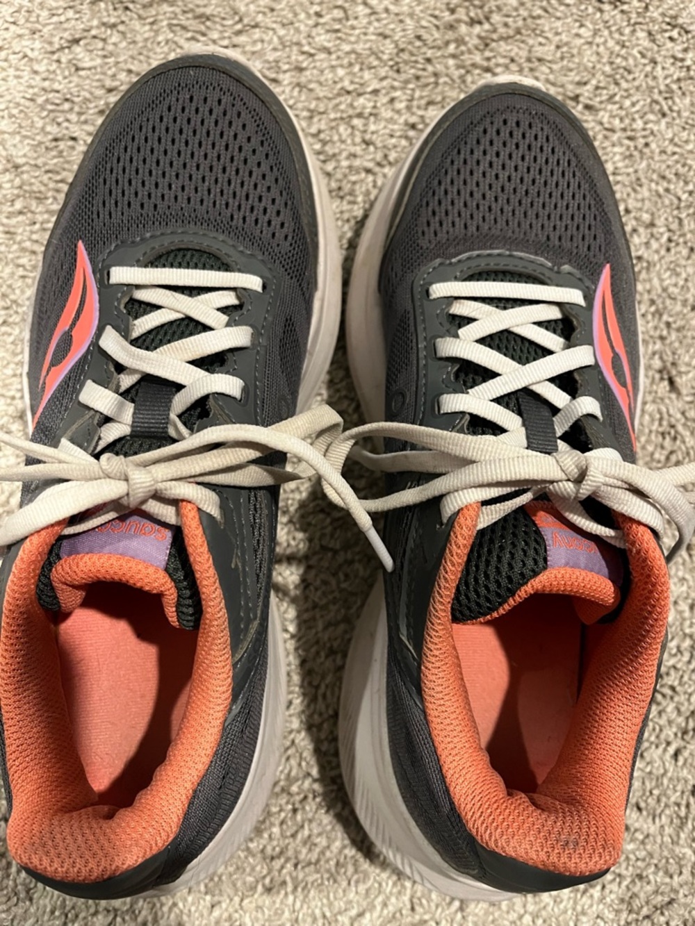 Saucony Gray and Coral Women's Running Sneakers